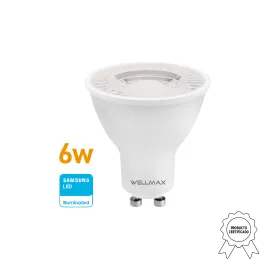 LAMPARA LED DICROICA 6W ( 35W) GU10 3 BIPIN CALIDA WELLMAX