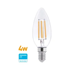 LAMPARA LED FILAMENTO VELA 4W (45W)  E14 CALIDA WELLMAX